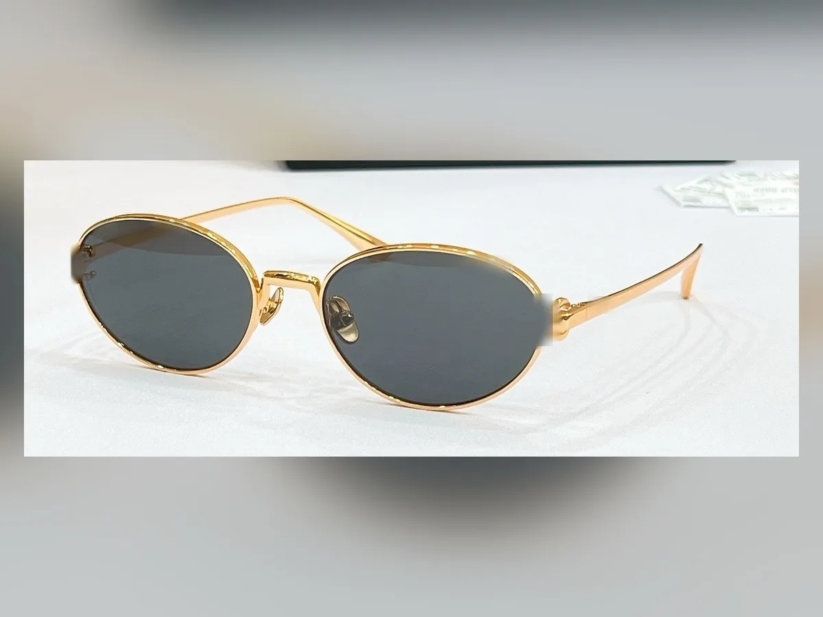 The Vegas — metal oval sunglasses, polished gold frame
